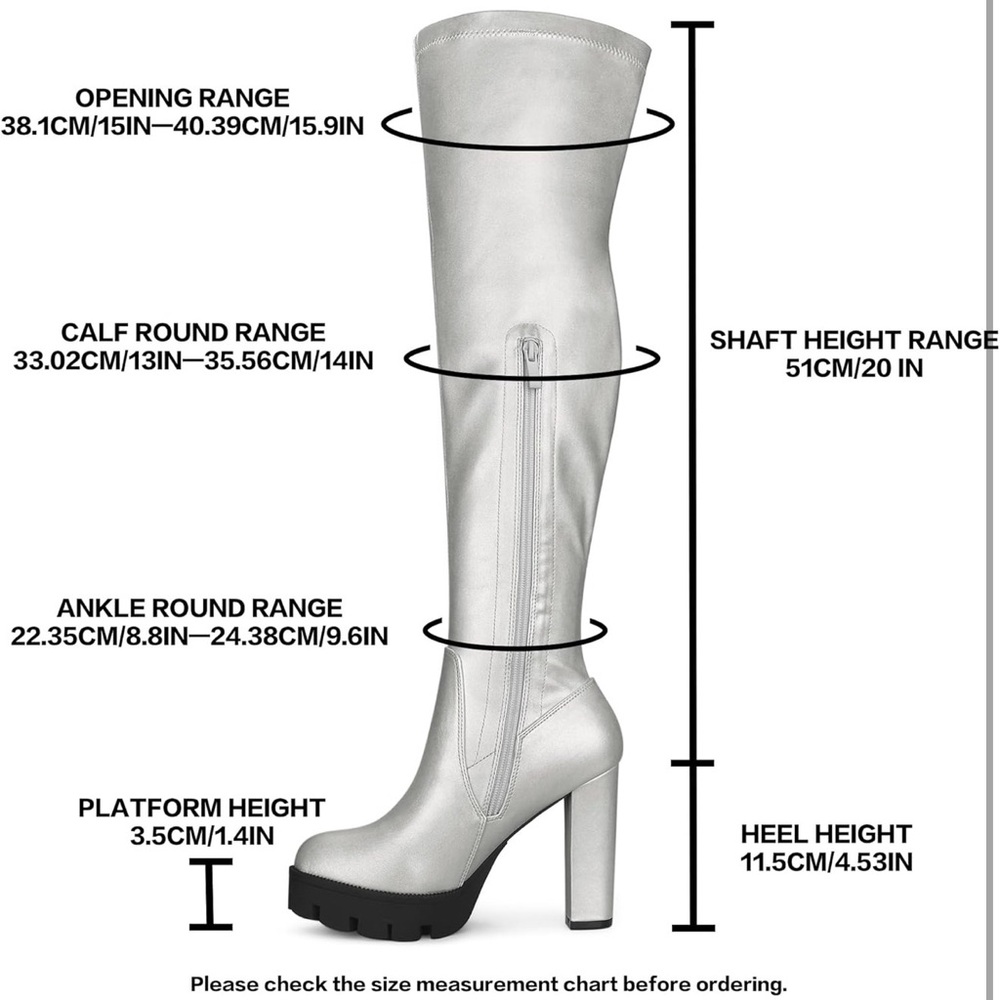 Allegra K‎ Silver Over the Knee Boots - Picture 4 of 12